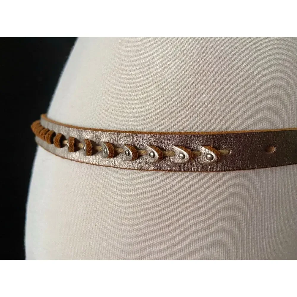 FOSSIL Metallic Studded Belt w/Laser-Cut Accent sz L